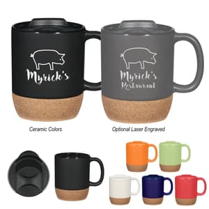 Promotional 14 Oz. Cork Base Ceramic Mug