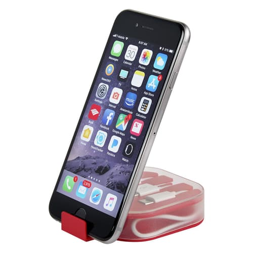 Slide Out Stand Holds A Variety Of Phone Sizes<br>* Phone Not Included