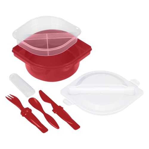 Multi-Compartment Food Container With Utensils
