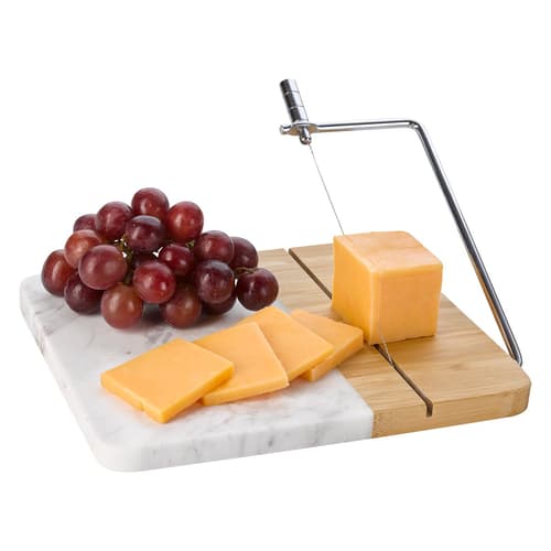 Marble and Bamboo Cheese Cutting Board With Slicer